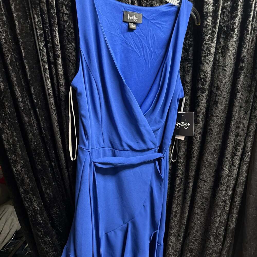 Blue Sleeveless Wrap Dress By & By S (4-6)